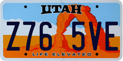 UT license plate Z765VE