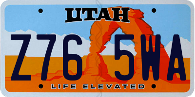 UT license plate Z765WA