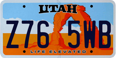 UT license plate Z765WB