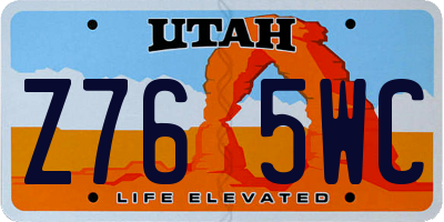 UT license plate Z765WC