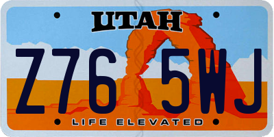 UT license plate Z765WJ