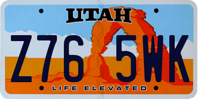 UT license plate Z765WK