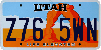 UT license plate Z765WN