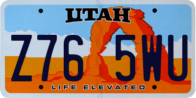 UT license plate Z765WU