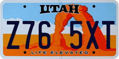 UT license plate Z765XT