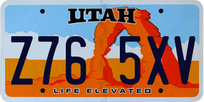 UT license plate Z765XV