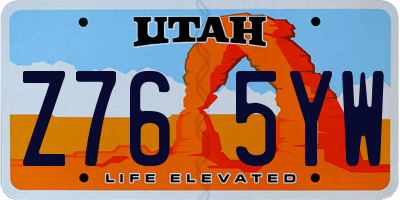 UT license plate Z765YW