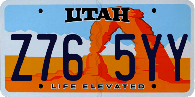 UT license plate Z765YY