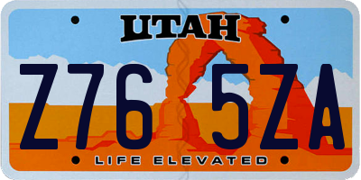 UT license plate Z765ZA