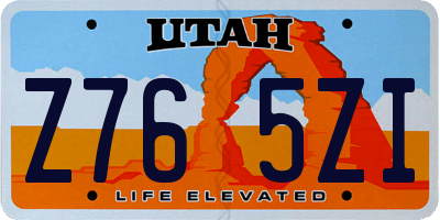 UT license plate Z765ZI