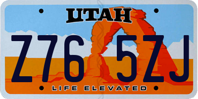 UT license plate Z765ZJ