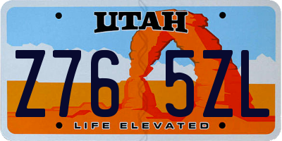 UT license plate Z765ZL