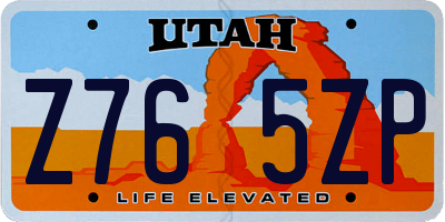UT license plate Z765ZP