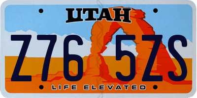 UT license plate Z765ZS