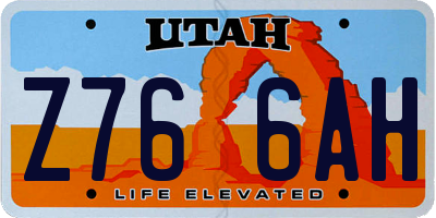 UT license plate Z766AH