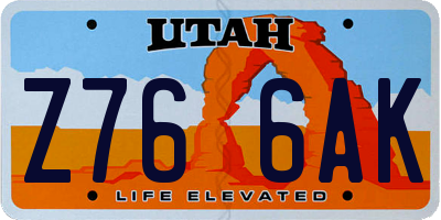 UT license plate Z766AK