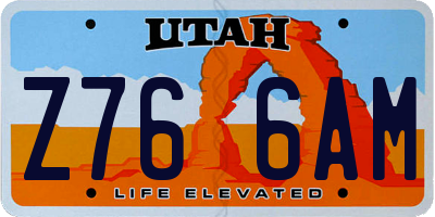 UT license plate Z766AM