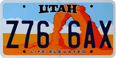 UT license plate Z766AX