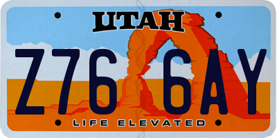 UT license plate Z766AY