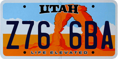 UT license plate Z766BA