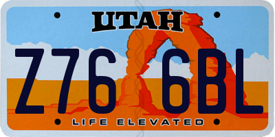 UT license plate Z766BL