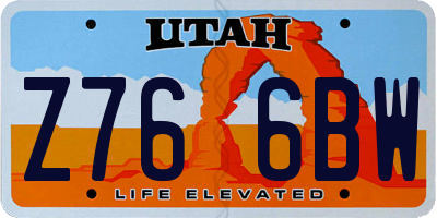 UT license plate Z766BW