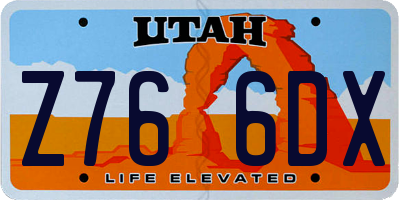 UT license plate Z766DX