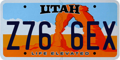 UT license plate Z766EX