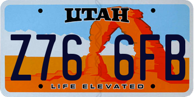 UT license plate Z766FB