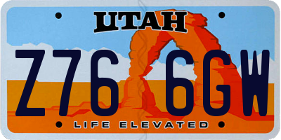 UT license plate Z766GW