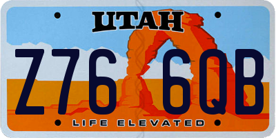 UT license plate Z766QB