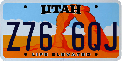 UT license plate Z766QJ