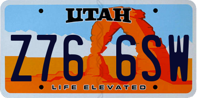 UT license plate Z766SW