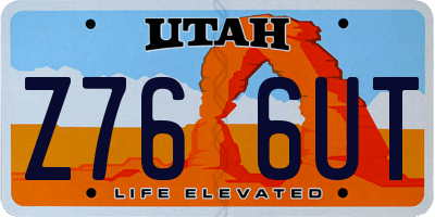 UT license plate Z766UT