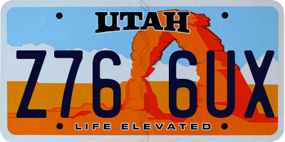 UT license plate Z766UX
