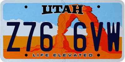UT license plate Z766VW