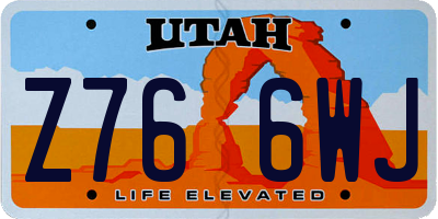 UT license plate Z766WJ