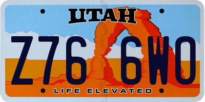 UT license plate Z766WO
