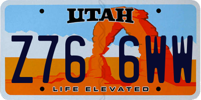 UT license plate Z766WW
