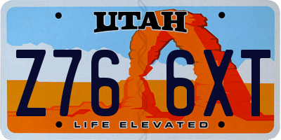 UT license plate Z766XT