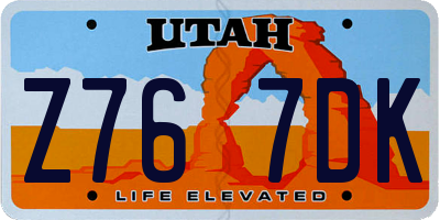 UT license plate Z767DK