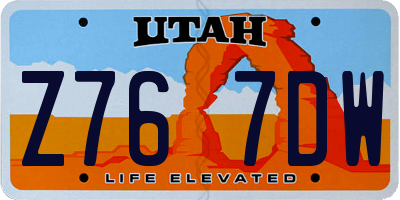 UT license plate Z767DW