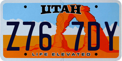 UT license plate Z767DY