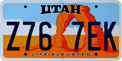 UT license plate Z767EK
