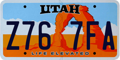 UT license plate Z767FA