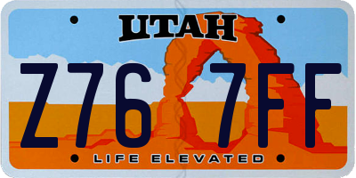 UT license plate Z767FF