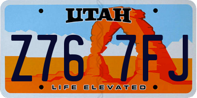 UT license plate Z767FJ