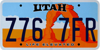 UT license plate Z767FR