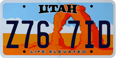 UT license plate Z767ID