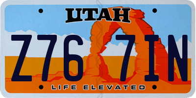 UT license plate Z767IN